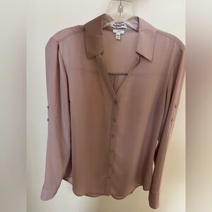 Express Mauve Button-Up Blouse